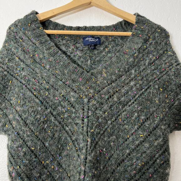 American Eagle Outfitters AEO LARGE Gray Wool Blend Sweater Fitted Knit - Picture 1 of 8